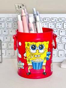 SPONGEBOB Retro American Style Luxury Pen Holder, High-End Office Desk Organizer, Large Capacity Art Student Stationery Storage Box - Multicolor - View 8