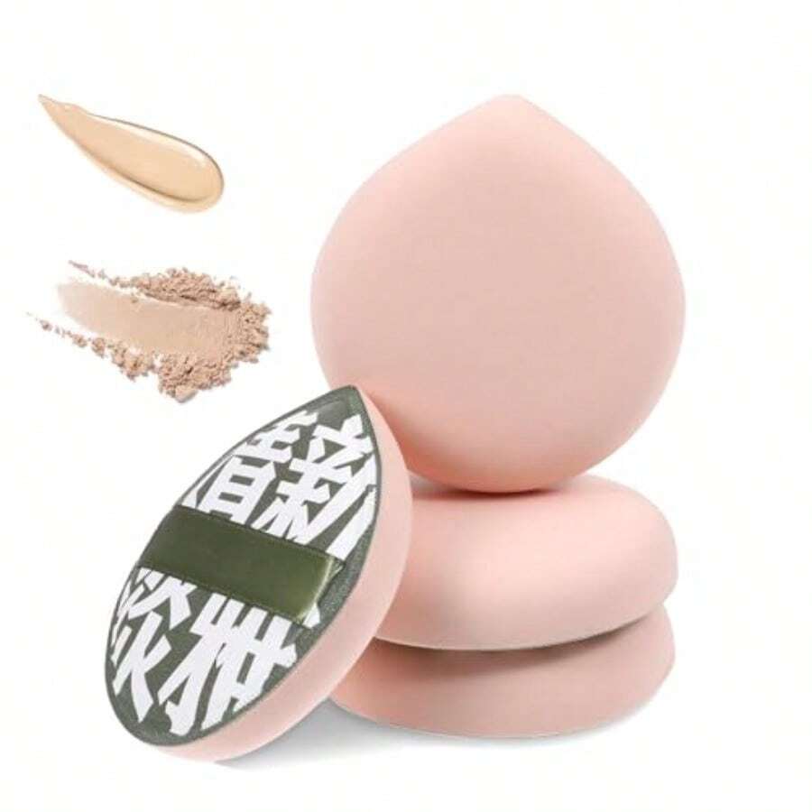 4 Pcs Korean Makeup Sponge Puff For Foundation Concealer And Powder Teardrop Setting Powder Puff Makeup Cushion Puff Foundation Sponge Blender Sponge For Liquid Cream And Powder Large Size - B - 鏽棕色 - 查看 1