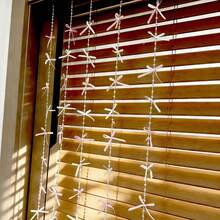 Young Girl Style Bow Curtain For Bedroom And Living Room Partition Window Curtains With Party Decorations, Stringed Bead Flowers On The Curtains, Party Background Atmosphere, Photo Setup For Taking Pictures - Multicolor - View 5