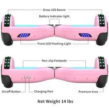 300W 7.5MPH Hoverboard For Kids, 7.5 Mile Range, 3H Charge, 6.5" Wheels, Bluetooth & Corlorful LED Lights, Ideal Gifts For Kids Boys & Girls,Christmas Gifts Halloween Gifts - 淺粉色 - 查看 2