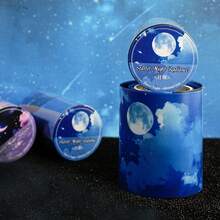 Conjunto Etori Life Night Island Starry Sky (1 unidade) - Fita adesiva para diário com estampa de céu estrelado, fogos de artifício e degradê em tons de azul e roxo, ideal para decorar cadernos, laptops, capas de celular, álbuns de fotos e projetos de scrapbooking. - Multicolorido - Ver 5