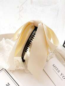 Women's 1PC Layered Elegant Bow Hair Clip - Black Satin Ponytail Hair Claw, Chic Barrettes Accessory For Evening Dinner & Outings - màu đen - Xem 4