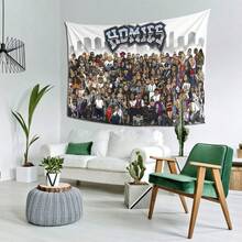 Homies Logo Tapestry With Diverse Cartoon Crowd - Large Wall Hanging Suitable For Parties, Dorms, ' Rooms & Group Events - Horizontal Tapestry Gift For Home Decor (Homies Characters) - Nhiều màu - Xem 2