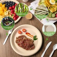 50/25/2pcs Pack Thick Compostable Disposable Paper Plates (10 Inch), Natural Sugarcane Plates, Microwave . High-Quality Tableware Suitable For Family Events, Schools, Restaurants, Office Lunches, BBQs, Picnics, Outdoor Activities, Birthday Parties, Weddings, Etc. - Brown - View 10