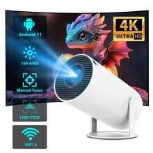 HY300 PRO Projector Android 11 160ANSI Dual Wifi6 BT5.0 Native 1280*720P Home Cinema Outdoor Projetor - EU C Type Plug(220-240V) - View 1