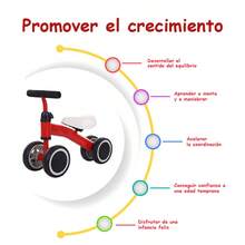 Bicicleta sin Pedales Roja para Niños de 1 a 3 Años, Triciclo sin Pedales con Marco de Acero al Carbono, Ruedas Antideslizantes de PU Silenciosas, Juguete para Niños para Interiores y Exteriores - Rojo - Ver 4
