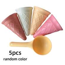 5/10件套沙滩雪冰淇淋甜筒勺子冰淇淋杯套装，DIY雪沙滩粘土工具玩具 - 彩色 - 查看 5