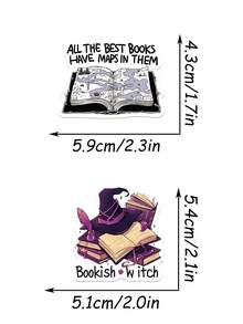 50pcs Bookish Sticker Dark Purple Witch Mage Book Pharmacist Read Book Stickers For Water Bottle Laptop Guitar Skateboard Phone Decals Stickers