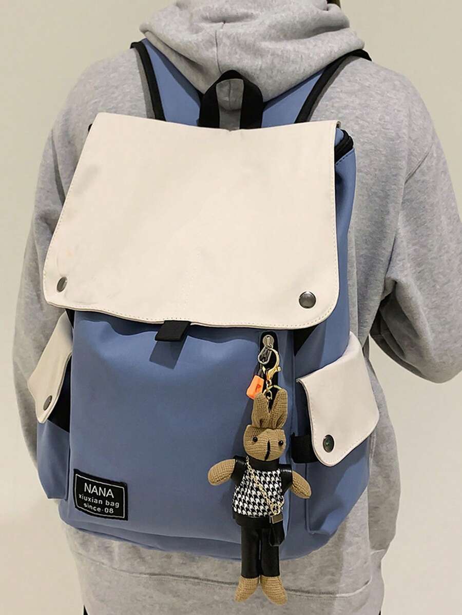Mochila de gran capacidad con bolsa de cubo dual y accesorios, mochila dual para viajes y actividades al aire libre - Azul y blanco - Ver 1
