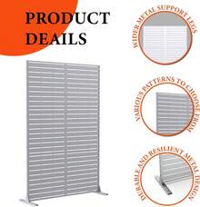 Pantalla de Privacidad Metálica 72''x47'' con Soporte, Cerca Decorativa para Patio y Balcón Interior y Exterior - Blanco - Ver 7