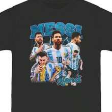 Lionel Argentina Graphic T-Shirt _ World Cup Legend Tee _ Oversized Soccer Shirt _ Retro Albic - Black - View 1