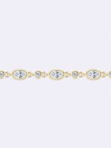 XUJIA 1pc 925 Sterling Silver Tennis Bracelet - 2mm*10pcs Round Moissanite & 3x5mm*11pcs Oval Moissanite, 16+5cm Adjustable Length, Brilliant And Dazzling, Ideal Gift - BMO-078 - View 7