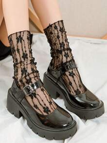 5 Pairs Women's Summer Fashion Transparent Lace Socks, Soft, Sexy, Sweet Lolita Style, Comfortable Breathable Casual Socks - Multicolor - View 5