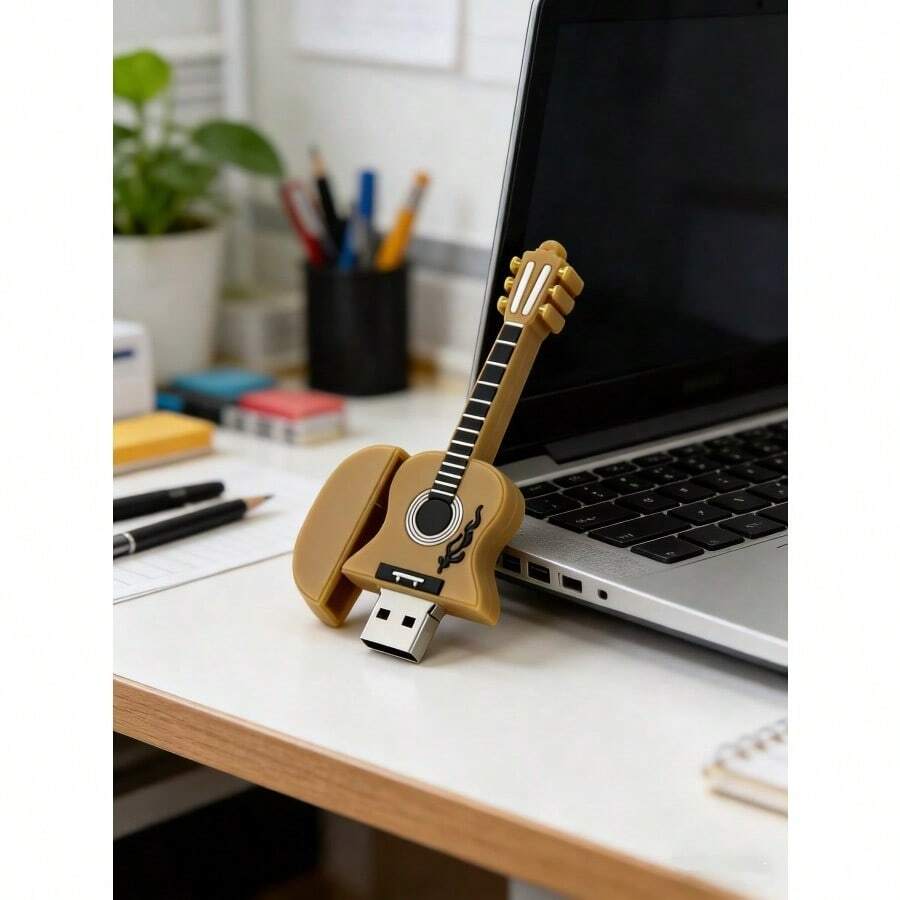 2pcs Guitar Shaped USB Flash Drive Creative Music-Themed Memory Stick Portable Storage Device - Guitar - View 1