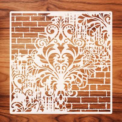 大型花卉造型可重复使用绘画模板，可水洗，可重复使用，精美的花叶图案，适用于工艺品制作、艺术设计、涂鸦、墙面装饰、家居装饰