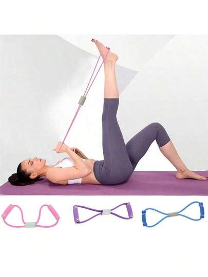 1pc New Upgraded Foam Handle Resistance Band, 38cm/14.96in, Arm Back Shoulder Elastic Fitness Band For Yoga, Fitness, Stretching, Strength Training, Weight Training, Legs, Arms Stretching Exercise, Pink/Purple/Blue