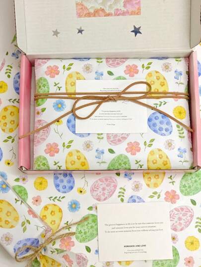 10/20/40张复活节彩蛋图案薄纸，20x14英寸，适用于礼品包装、服装包装、葡萄酒包装、礼盒填充、易碎物品保护、复活节、生日、情人节礼物装饰