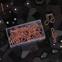 Clef And Note Shape 40pcs Paper Clips With Clear Box, Rose Gold, Funny Cute Paperclips Bookmarks Planner Clips For Fun Office Supplies Schoolsss Gifts Wedding Decoration - Clef40件 - 查看 8
