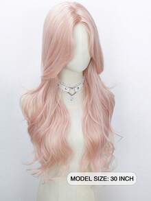 30英寸长，波浪形，中分粉色合成假发，前部有蕾丝细节；自然柔顺，适合日常佩戴或参加派对。 - 彩色 - 查看 9