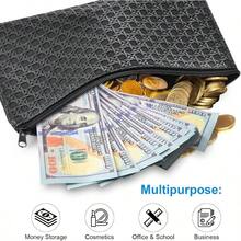 2pack Money Bag, Cash Zipper Pouch, Bank Bags, Cash Wallet, Cosmetic Receipts Coins Small Tools Organizing Storage Bag - 黑色+藍色+2包 - 查看 7