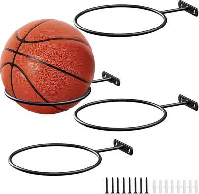 LALAOKS Basketball Holder Wall Mount For Basketball, Soccer Ball, Volleyball, Football, Rugby : Spor &Amp; Outdoors
