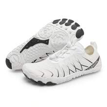 Męskie, lekkie, oddychające buty do wody Barefoot, wygodne, szybkoschnące, z antypoślizgową gumową podeszwą – regulowane sznurowadła – odpowiednie na plażę latem, fitness, bieganie w pomieszczeniach, jogę, siłownię, trening siłowy, buty codzienne do chodzenia po wodzie i lądzie - Biały - Zobacz 21