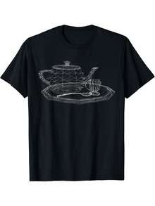 3D Wireframe Utah Teapot Tea Set Dark Shirt Gift Unisex T-Shirt - Negro - Ver 1