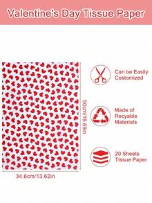 50张情人节红色心形包装纸，每张尺寸为19.7*13.6英寸，适用于情人节礼物、鲜花、礼品袋、瓶套、礼品盒、婚礼、周年纪念日和生日，也适用于DIY工艺礼品袋和婚礼派对装饰。 - 紅色 - 查看 11