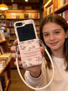 1pc Foldable Rose Flower Strap Phone Case, Suitable For ZFLIP6, ZFLIP5, ZFLIP4, Z FLIP3 Waterproof Shockproof Anti-Fall Scratch Resistant - Multicolor - View 3