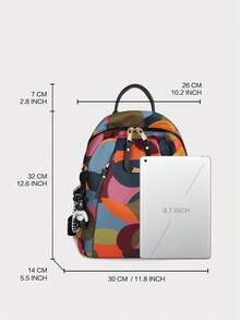 JNI JLI Multicolor Pattern Backpack Purse Women Stylish Handbag Cross Body Bag Travel Essential Casual Daily Use Bags Vintage Sling Bag Summer Fashion Handbags Mini Purses Practical Shoulder Bag Decorative Charm Backpack Ladies Daily Purse Versatile Crossbody Shoulder Bag Spacious Nylon Handbag Must-Have Outfit Accessory Everyday Use Fashion Purse Adjustable Strap Shoulder Bag - Blue - View 6