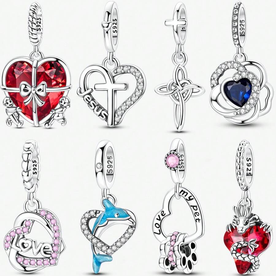 1. 爱心龙吊坠纯银手链项链配饰，适合日常佩戴或作为生日礼物