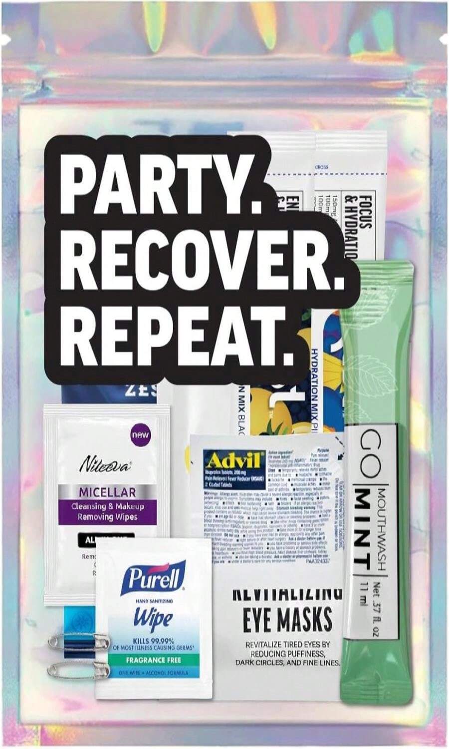 Hangover Kit – 10pc Pre-Filled Bags With Essential Recovery Supplies – 21st Birthday Gifts For Her, Bachelorette Party Favors, Girls Trip Must-Haves, Wedding Weekend Celebration Essentials - ColorD - 查看 1