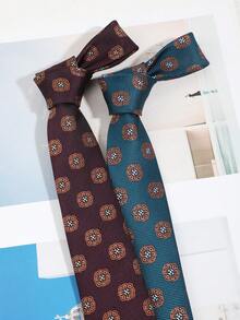 1pc Fashionable Casual Men's Floral Pattern Necktie, Comfortable & Versatile For Daily, Commuting, Party, Banquet Matching - A - View 3