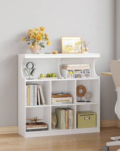 Hzuaneri Bookshelf, 8-Shelf Bookcase, Storage Shelf, Office Shelves, Freestanding Storage Shelf For Bedroom, Living Room, Study And Office, 30 X 100 X 100 Cm, White