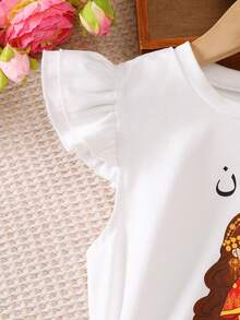 女童休闲短袖上衣和裤子套装（2件套），春夏款 - 紅色 - 查看 4