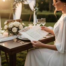 10 Pieces Of Tri-Fold Wedding Invitation Cards, Envelopes With Petal-Edged Designs, (Excluding The Cards) Invitation Slips, Featuring A Simple And Elegant Aesthetic, Pocket-Style Invitations. 5x7 Inch DIY-Designable Invitations. Festival Supplies, Birthday Supplies. Wedding, Invitations, Envelopes. - Multicolor - View 5