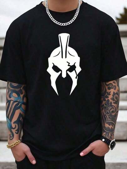 Camiseta con estampado gráfico de mezcla de algodón para hombre, camiseta de verano informal de tela de punto de corte Regular con diseño negro llamativo, camisa de estilo deportivo transpirable y lavable, ropa Casual duradera, G Camiseta de algodón puro de alta calidad con estampado minimalista, tela suave y transpirable, cómoda y holgada, adecuada para uso diario, adecuada para uso informal de oficina, aspecto diario de primavera y verano, diseño elegante y juvenil