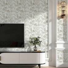Papel de Parede Autoadesivo Branco em Rolo, Estampa Floral Europeia em Formato de Pergaminho, 43 x 300 cm (17 x 118 polegadas), Vinil para Contato, Adesivo de Parede Decorativo Impermeável e Fácil de Aplicar, Decoração Moderna e Luxuosa para Casa, Removível e Fácil de Instalar, Ideal para Sala de Estar, Parede de Fundo da TV, Quarto, Cozinha, Escritório, Presente de Dia dos Namorados, Decoração Clássica e Elegante para Ambientes - Branco - Ver 2