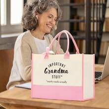 FORBIDDEN PAPER Gifts Tote Bag Important Stuff Tote Gift Gifts Birthday For Shopping Bag Grocery Bag Utility Tote - Pink-grandma-bag - View 5