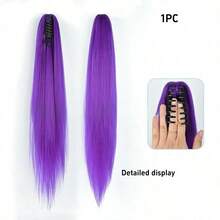 紫色编织假发，时尚迷人，适合女性、名人及角色扮演，彩虹渐变色，派对必备，编织马尾辫，轻盈耐用的合成纤维，适合节日、盛会、服装及配饰，超长浓密假发和马尾辫，派对及情人节装饰道具及配饰 - 彩色 - 查看 7