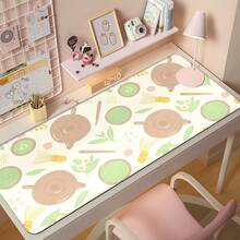 1pc Healing Matcha Tea Themed Mouse Pad, Soft & Cute Japanese Style, Large Desk Mat, Non-Slip Keyboard Pad For Office & Study - Rectangle - View 1