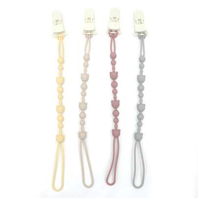 1-Pack Silicone Pacifier Chain - One-Piece Design Clip For Pacifiers/Teethers/Toys