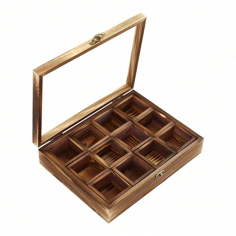 SanBouSi 1PCS Wooden Spice Box Wooden Spice Box With 12 Containers Spice Fit Box Home - Brown - View 1