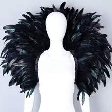 1 chiếc khăn choàng lông vũ, thích hợp cho cosplay, dạ hội hóa trang phong cách punk, lễ hội Carnival và các dịp khác, khăn choàng vai lông vũ, phụ kiện trang phục biểu diễn phong cách punk, lễ hội Carnival. - Loại M - Xem 2