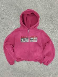 Men's Casual Washed Zip-Up Hoodie, Spring/Autumn - Rose Red - View 1