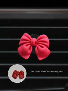 Bow Decor Car Air Vent Aromatherapy Diffuser (Comes With 2 Solid Osmanthus Fragrance Pads) - Red - View 6