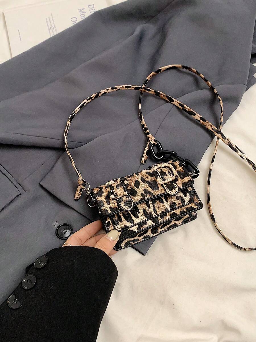 Mini Leopard Print Contrast Color Fashionable Crossbody Bag For Women, 2026 New Bag Tie Dye Shoulder Bag