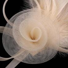 CHIC DIARY Fascinators For Women Tea Party Hat Headband Clip Hats Wedding Flower Feather Headpiece For Cocktail Party - 香檳色 - 查看 9