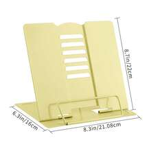 Book Stand Metal Desk Book Holder, Book Holders For Reading Hands Free, Adjustable Cookbook Documents Holder, Portable Bookstand For Music Books, Textbook, Recipe, Tablet, Ipad(Light Yellow) - 淺黃色 - 查看 4