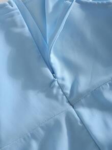 Elegant Minimalist Fashion Sleeveless High Waist Mid-Length Blue Tone Teenage Girl Dress, Summer Dress, Bridesmaid Dress For Tween Girls - Blue - View 5